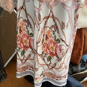 SHEIN Floral Chain Print Skirt - Pink and White